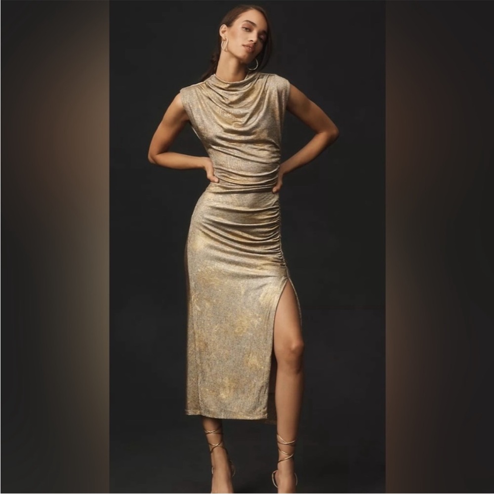 Anthropologie Maya Ruched Cowl Neck Dress NWOT
